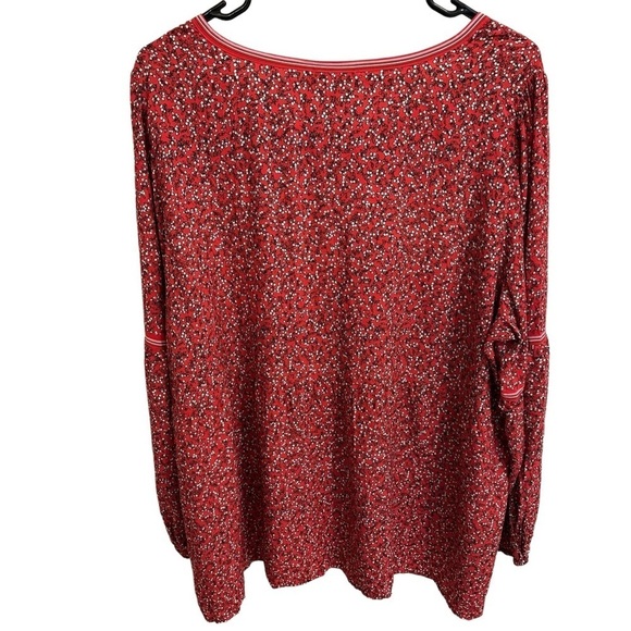 Max Studio Red Cherry Print Boho Balloon Long Sleeve Blouse. Size 2X - Picture 2 of 12